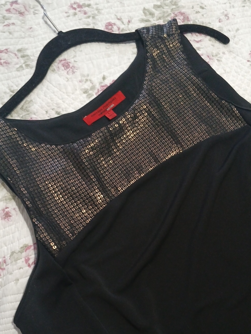 Narciso Rodriguez Black Tank with Metallic Yoke